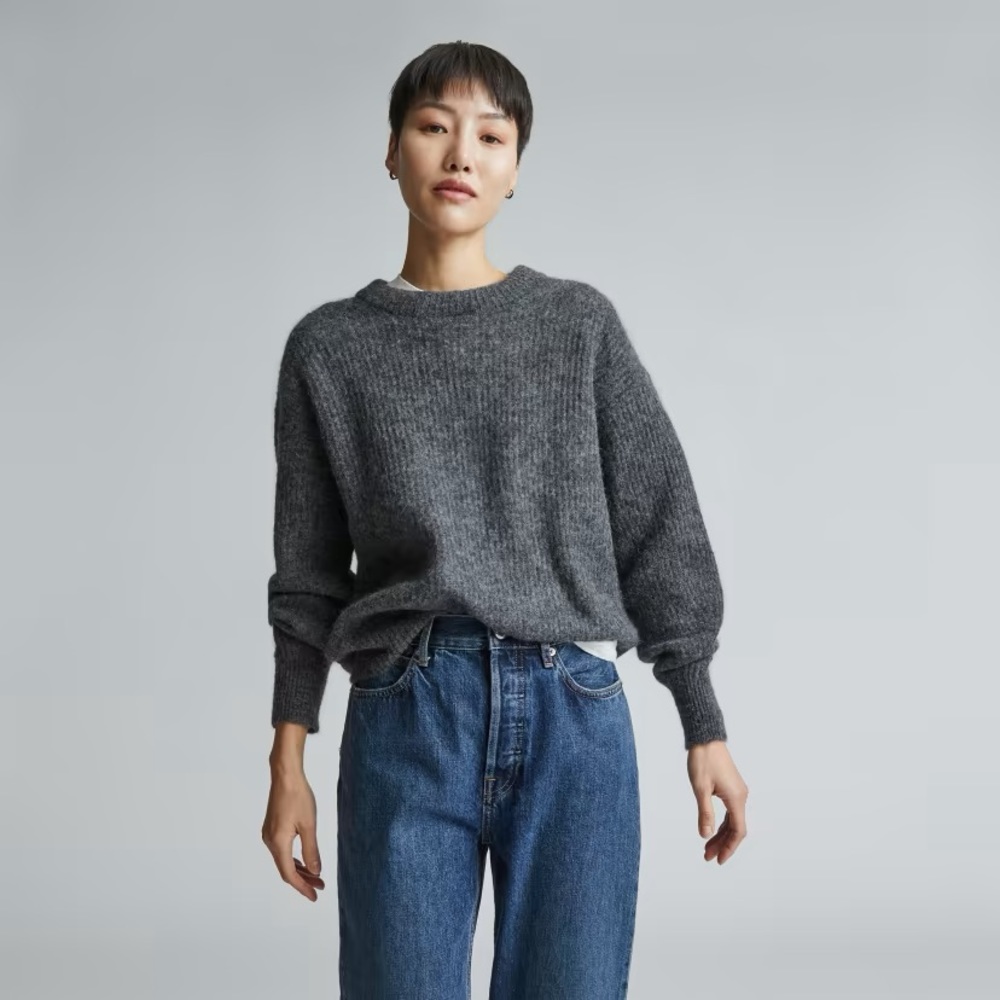 Everlane Alpaca Crew Neck Sweater Size M heather charcoal